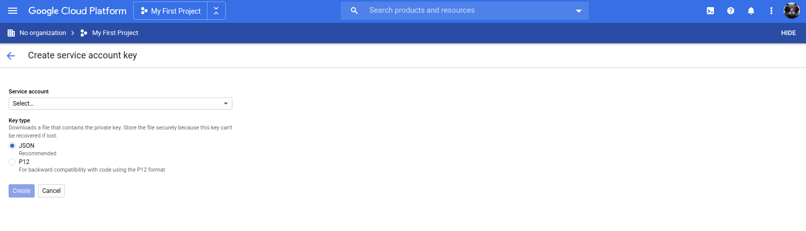 Create Service Account Key in BigQuery - Transfer Data for Free from Google Sheets to your target destination